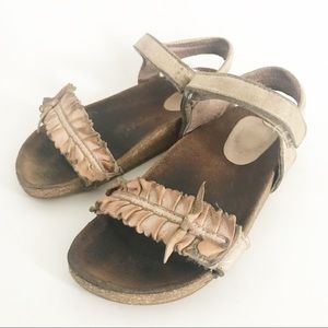 CLIC Girls Ruffle Strap Leather Sandals